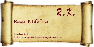 Rapp Klára névjegykártya